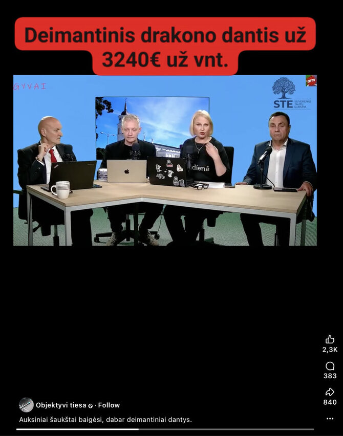Internete skelbiama daugiau nei 10 kartų padidinta „drakono dantų kaina“