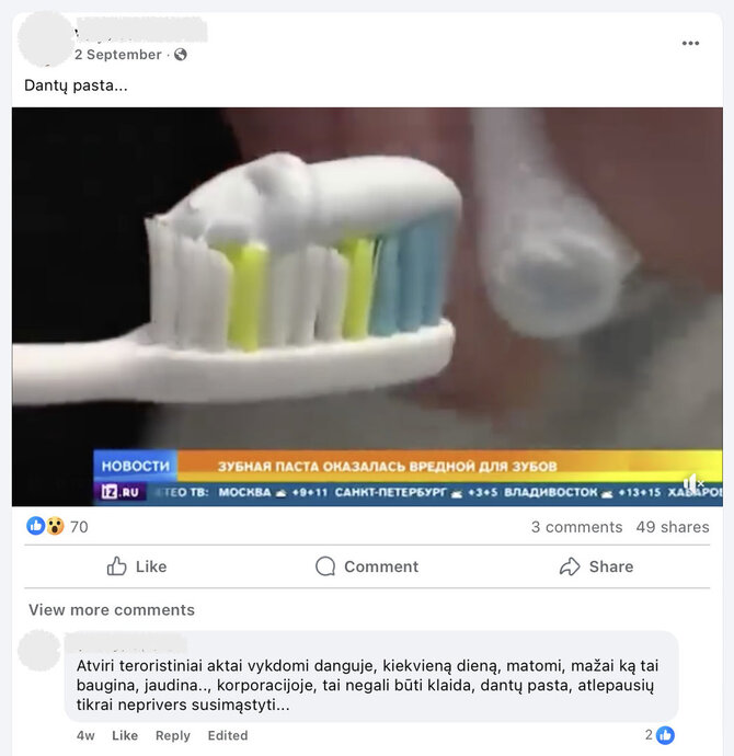 Ekrano nuotr. iš „Facebook“/Titano dioksido dedama ne į visas dantų pastas, vis dar aiškinamasi, ar jis ne maisto gaminiuose tikrai pavojingas