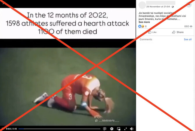 Ekrano nuotr. iš „Facebook“/Įrašai apie tariamai pagausėjusias sportininkų mirtis nuo COVID-19 skiepų gimė remiantis viename tinklaraštyie paskelbta informacija, mokslininkų tyrimai to nepatvirtina