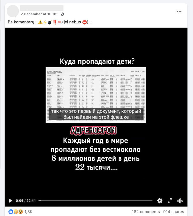 Ekrano nuotr. iš „Facebook“/Žmogaus organizme tikrai randamas cheminis junginys adrenochromas dažniausiai minimas sąmokslo teorijose, kurios neturi nieko bendro su realybe
