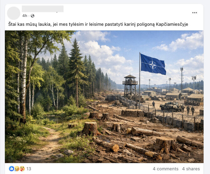 Ekrano nuotr. iš „Facebook“/Paskyroje paskelbtas ir tariamas būsimo poligono vaizdas