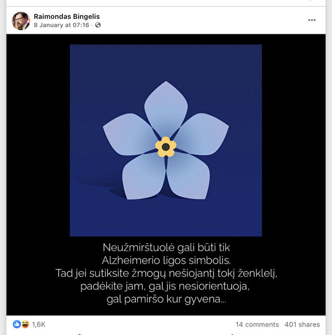 Neužmirštuolė yra ne vien Alzheimerio ligos simbolis