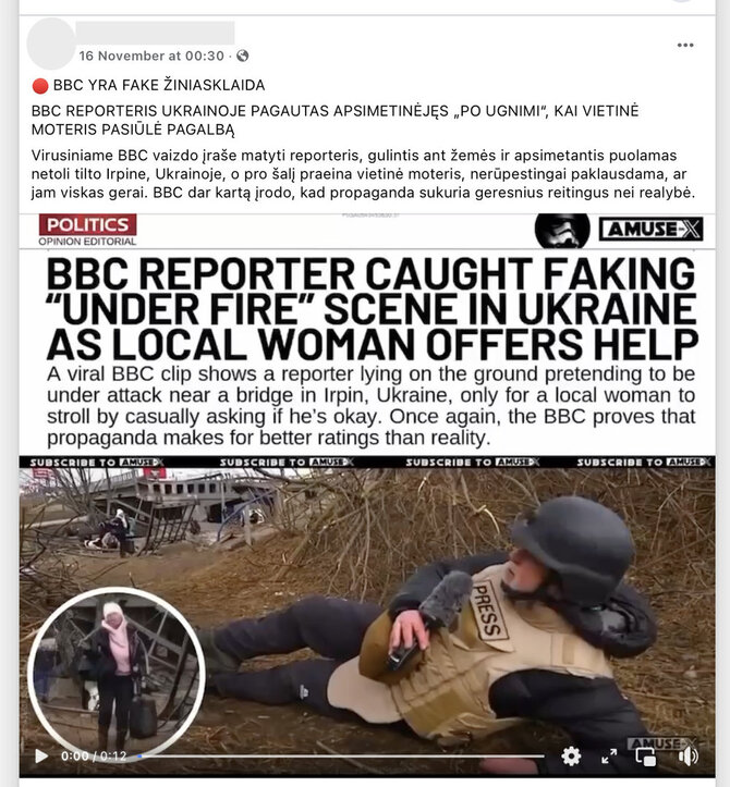 Ekrano nuotr. iš „Facebook“/Ta pati melagiena jau platinta prieš trejus metus, ją paneigė pats BBC žurnalistas Jeremy'is Bowenas