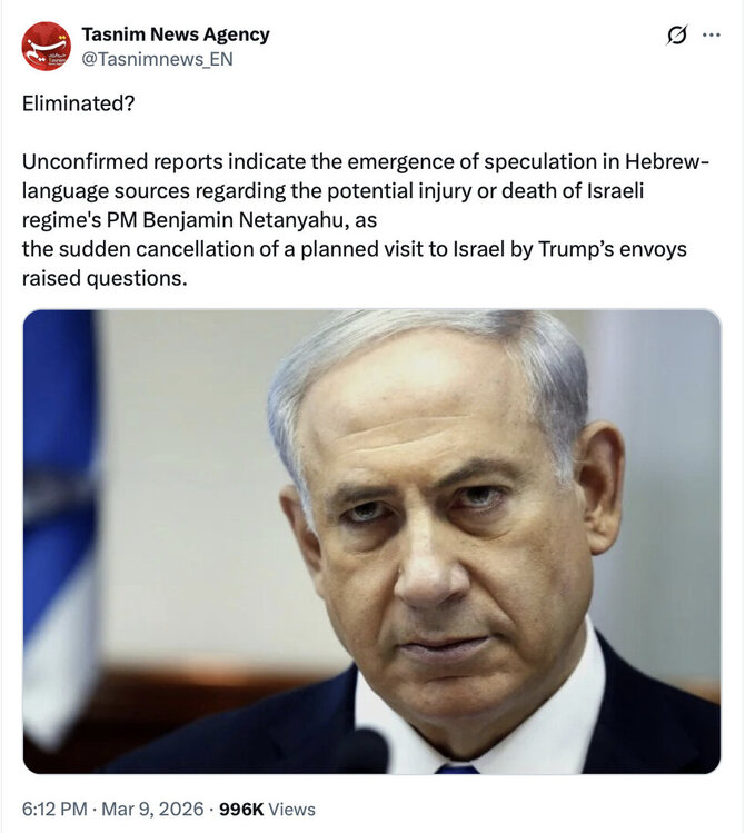 Ekrano nuotr. iš „X“/Melagingą informaciją apie „Mossad“ direktoriaus žūtį skelbė net Irano pusiau valstybinė naujienų agentūra