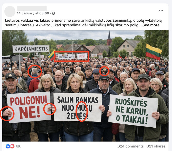 Ekrano nuotr. iš „Facebook“/Nuotraukoje - ne viena užuomina, kad ji sukurta pasitelkus dirbtinį intelektą
