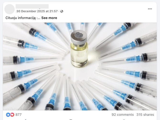 Ekrano nuotr. iš „Facebook“/Įraše pateikta nemažai klaidinančios informacijos apie vakcinas