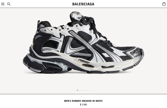 Ekrano nuotr. iš balenciaga.com/„Balenciaga“ interneto parduotuvėje tokie kedai kainuoja daugiau nei dukart mažiau