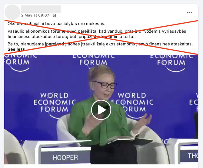 Ekrano nuotr. iš „Facebook“/Pasaulio ekonomikos forumas nepasiūlė apmokestinti oro
