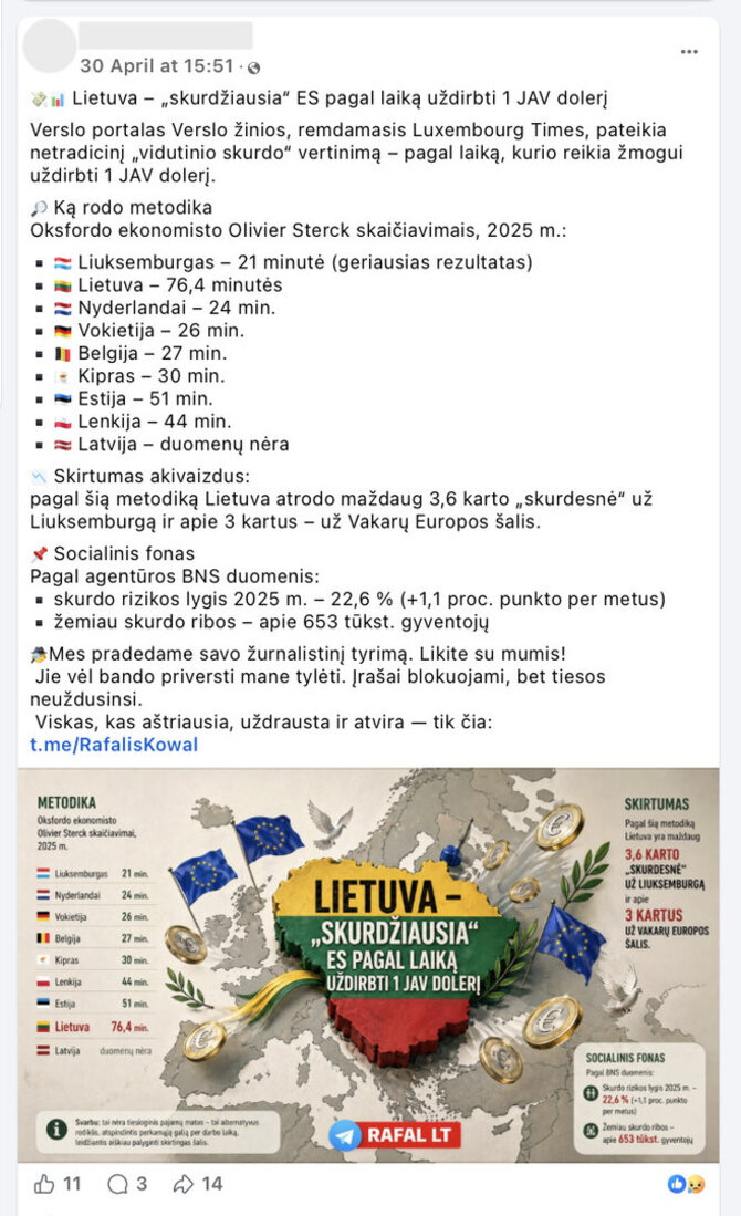 Ekrano nuotr. iš „Facebook“/Tyrimą greitai pasigavo propagandinių žinučių skleidėjai