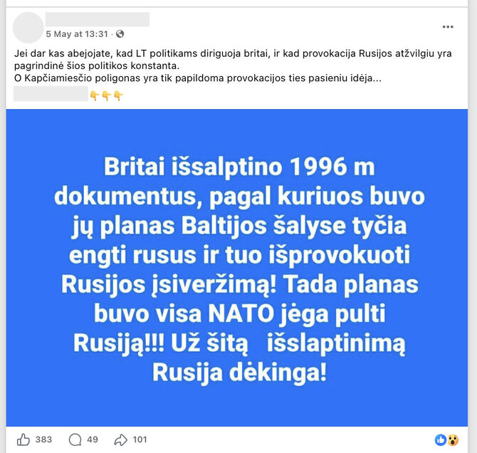 Ekrano nuotr. iš „Facebook“/Išslaptintus britų dokumentus internautai interpretuoja klaidingai
