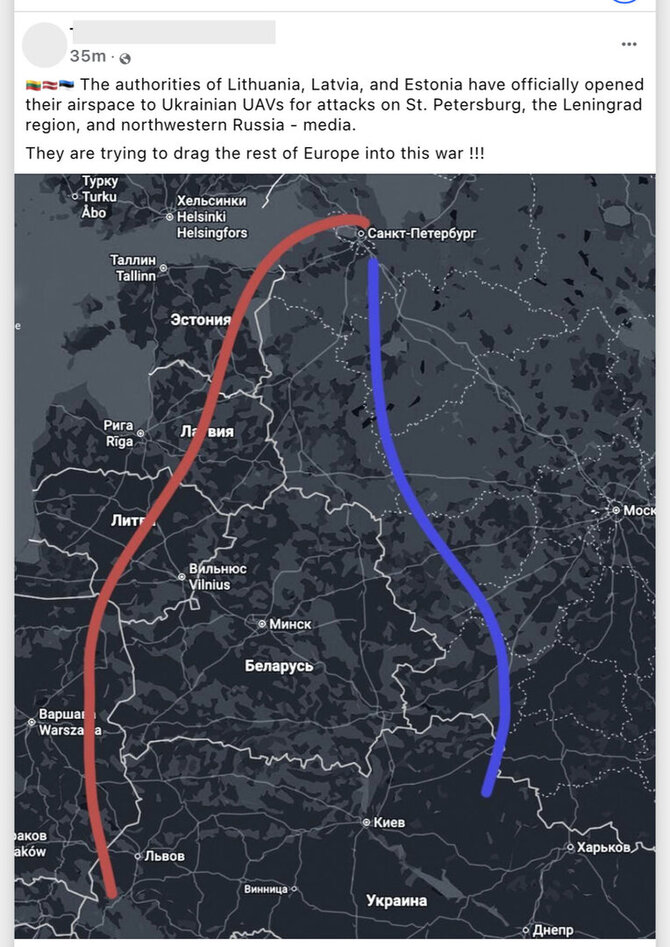 Ekrano nuotr. iš „Facebook“/Melagieną apie tariamą oro erdvės atvėrimą platinantys internautai gąsdina Europos įtraukimu į karą