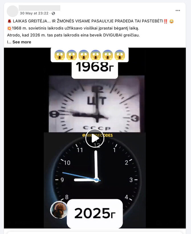 Ekrano nuotr. iš „Facebook“/Yra ne vienas mokslinis paaiškinimas, kodėl su amžiumi atrodo, kad laikas bėga vis greičiau