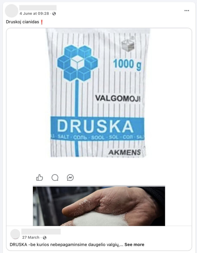 Internautų minimi ferocianidai leistinomis nedidelėmis dozėmis nėra pavojingi sveikatai