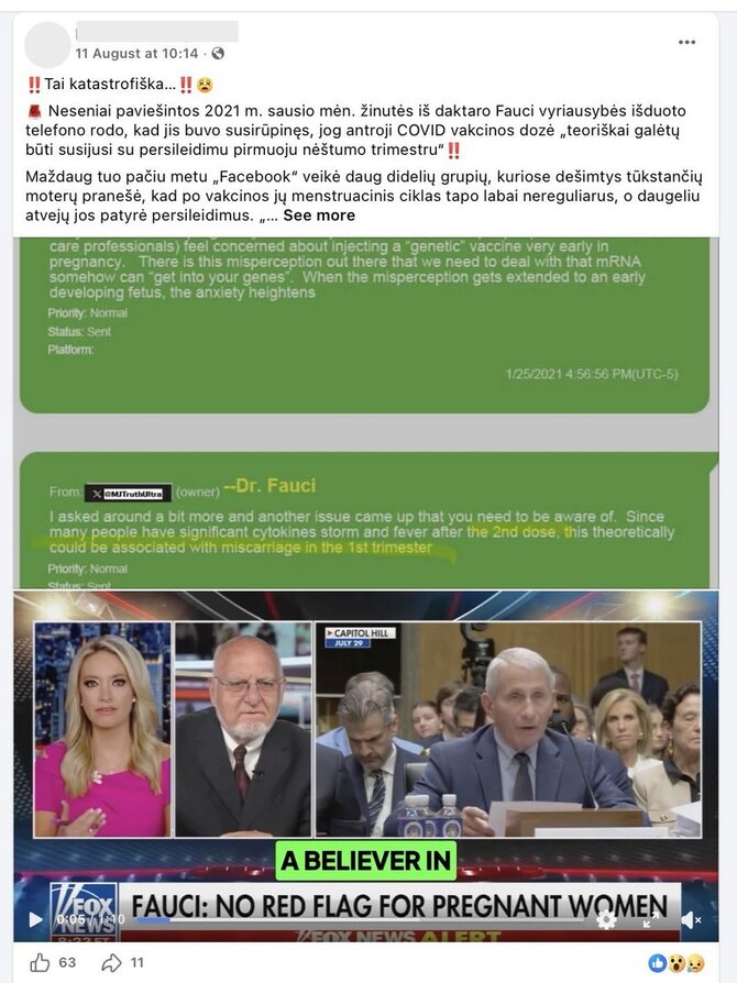 Ekrano nuotr. iš „Facebook“/Senas Anthony Fauci susirašinėjimas interpretuojamas klaidingai