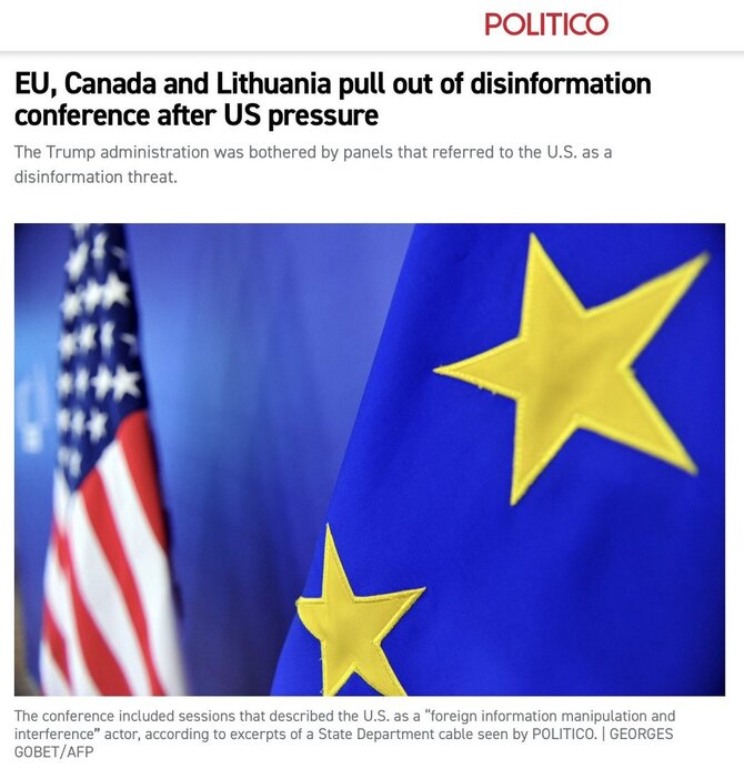 Ekrano nuotr. iš politico.com/Užsienio žiniasklaida akcentavo tam tikrą įtampą tarp JAV ir ES, ne dvišliuose santykiuose su Lietuva