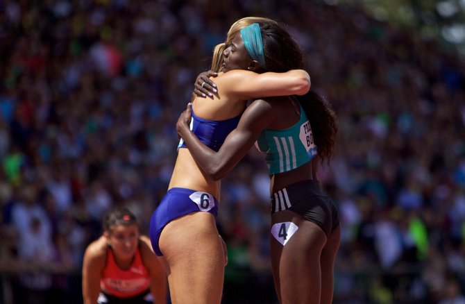 „Scanpix“ nuotr./Tori Bowie ir Dafne Schippers