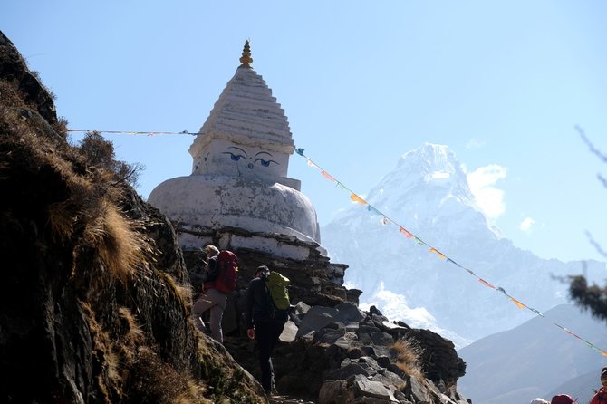 Ievos Bašarovienės nuotr./Iš tolo baltuojančios stūpos su Budos akimis, kurios rodo kelią į Nušvitimą, yra neatskiriamos Everesto regiono kraštovaizdžio dėlionės dedamosios