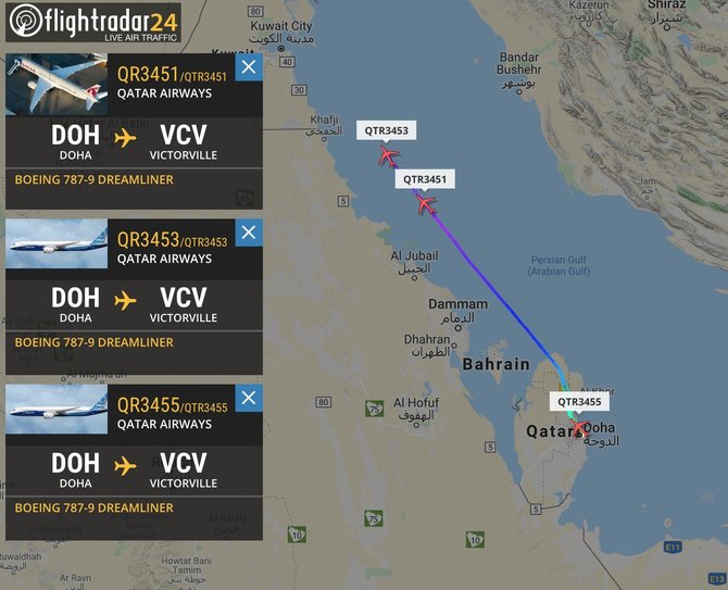 flightradar24.com iliustr./„Qatar Airways“ lėktuvų skrydžiai