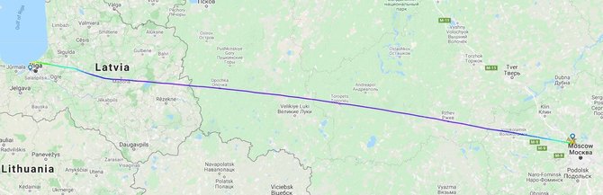 flightradar24.com iliustr./„Aeroflot“ skrydis iš Maskvos į Rygą