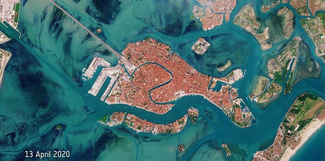 Europos Kosmoso agentūros nuotr./Venecija 2020 m. balandį