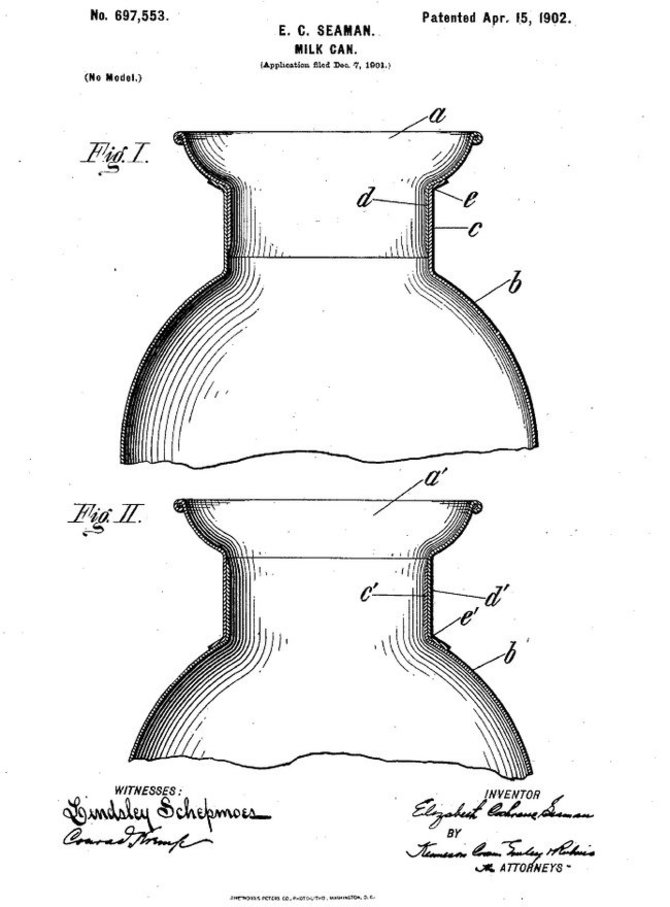 „Wikimedia Commons“ nuotr./Elizabeth Cochrane Seaman pieno talpos patento piešiniai
