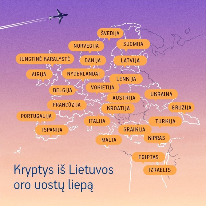 LTOU nuotr./Kryptys iš Lietuvos oro uostų liepą