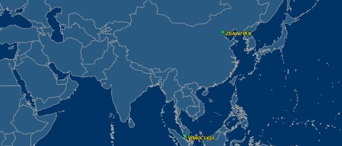 flightaware.com iliustr./Lėktuvas iš Kuala Lumpūro turėjo nuskristi į Pekiną