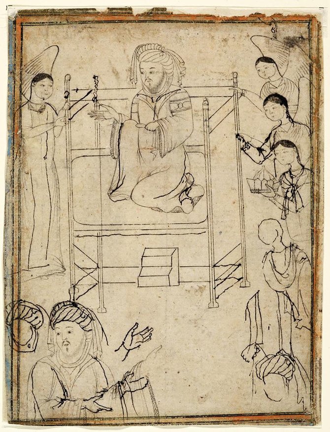 Staatsbibliothek zu Berlin iliustr. /Piešinys su pranašu Mahometu. XIV a. Iranas