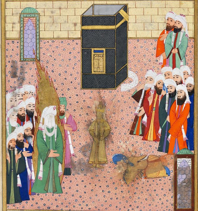 Topkapi rūmų bibliotekos iliustr./Piešinys su pranašu Mahometu. XVI a. Turkija