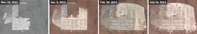 US Department of State, Humanitarian Information Unit, NextView License (DigitalGlobe) nuotr./Al-Zaatari pabėgėlių stovykla Jordanijos šiaurėje