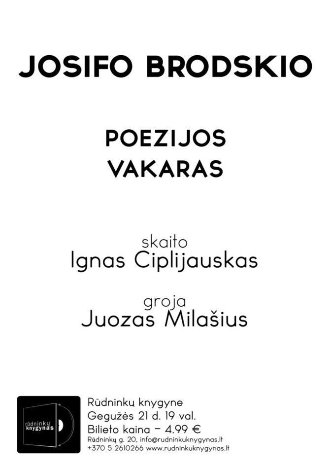 Rūdninkų knygyne – poezijos performansas Josifo Brodskio garbei