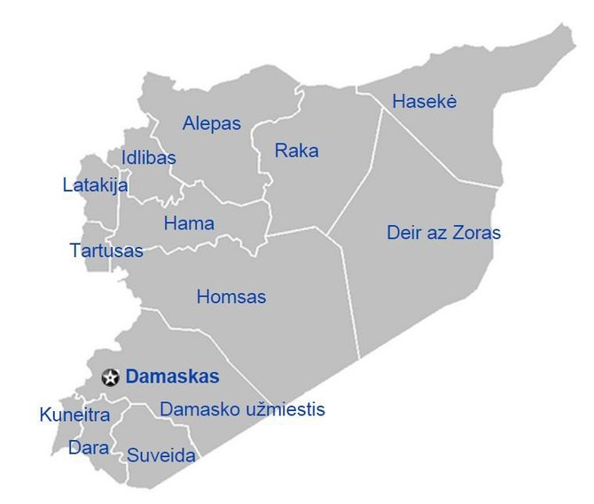 „Wikimedia Commons“ nuotr./Sirijos žemėlapis