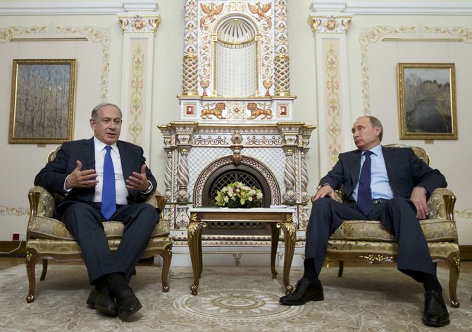 „Reuters“/„Scanpix“ nuotr./Vladimiras Putinas ir Benjaminas Netanyahu