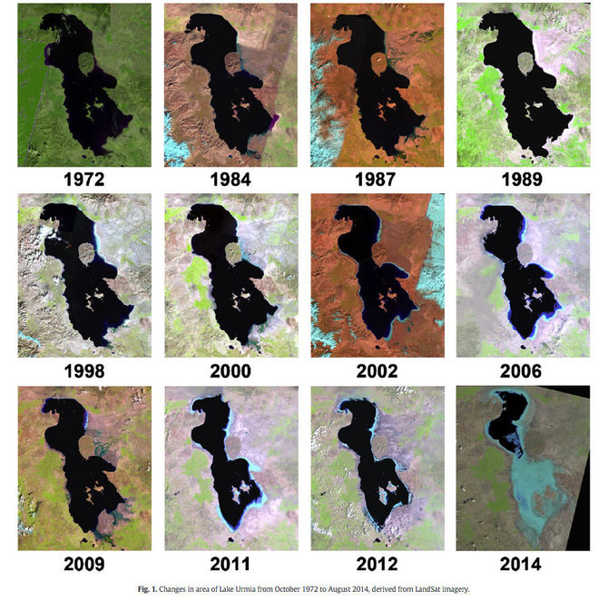 NASA nuotr./Urmijos ežeras Irane