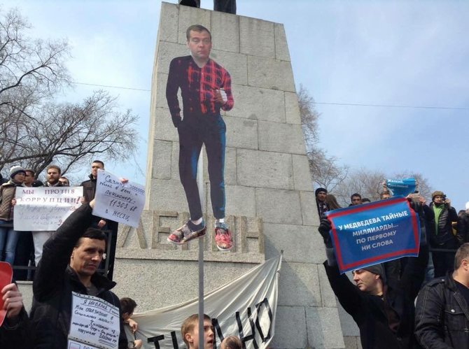 Nuotr. iš  „Twitter“/Antikorupciniai protestai Rusijoje