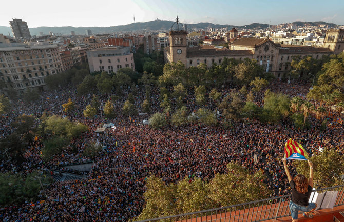 „Reuters“/„Scanpix“ nuotr./Protestas Barselonoje