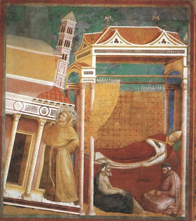 Mažesniųjų brolių ordino iliustr./Giotto freska Šv. Pranciškaus bazilikoje Asyžiuje