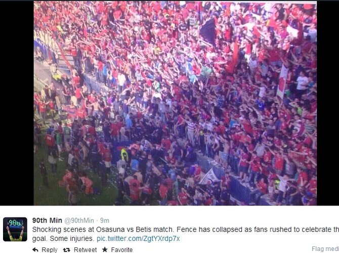 twitter.com nuotr./Nelaimė Pamplonos stadione