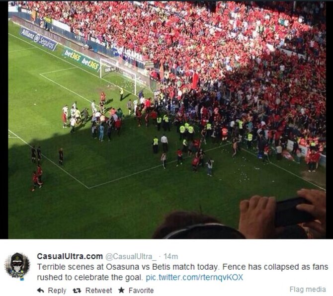 twitter.com nuotr./Nelaimė Pamplonos stadione