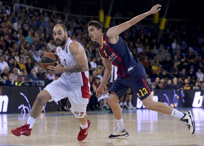 AFP/„Scanpix“ nuotr./Tomasas Satoransky ir Vassilis Spanoulis