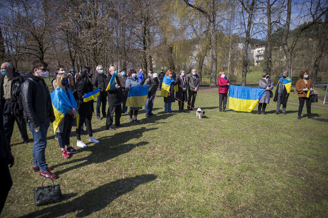 Roko Lukoševičiaus / 15min nuotr./Taiki ukrainiečių palaikymo akcija „NE Rusijos agresijai Ukrainoje“