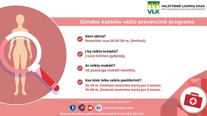 VLK infografikas/Gimdos kaklelio vėžio prevencinė programa