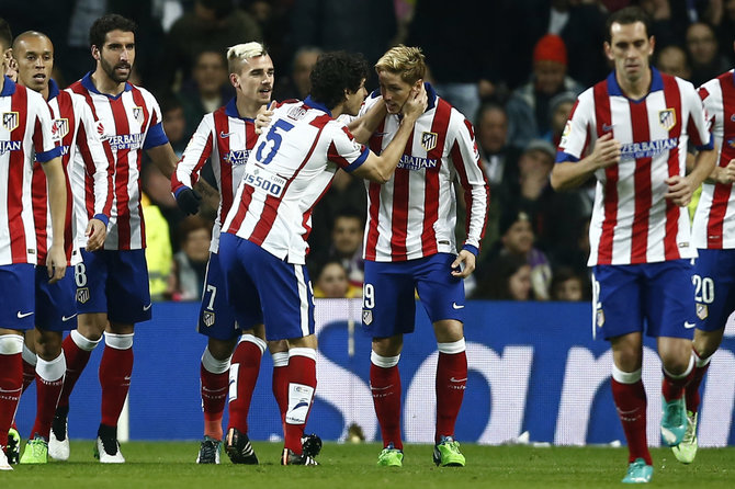 AFP/„Scanpix“ nuotr./Fernando Torresas ir „Atletico“ ekipos džiaugsmas