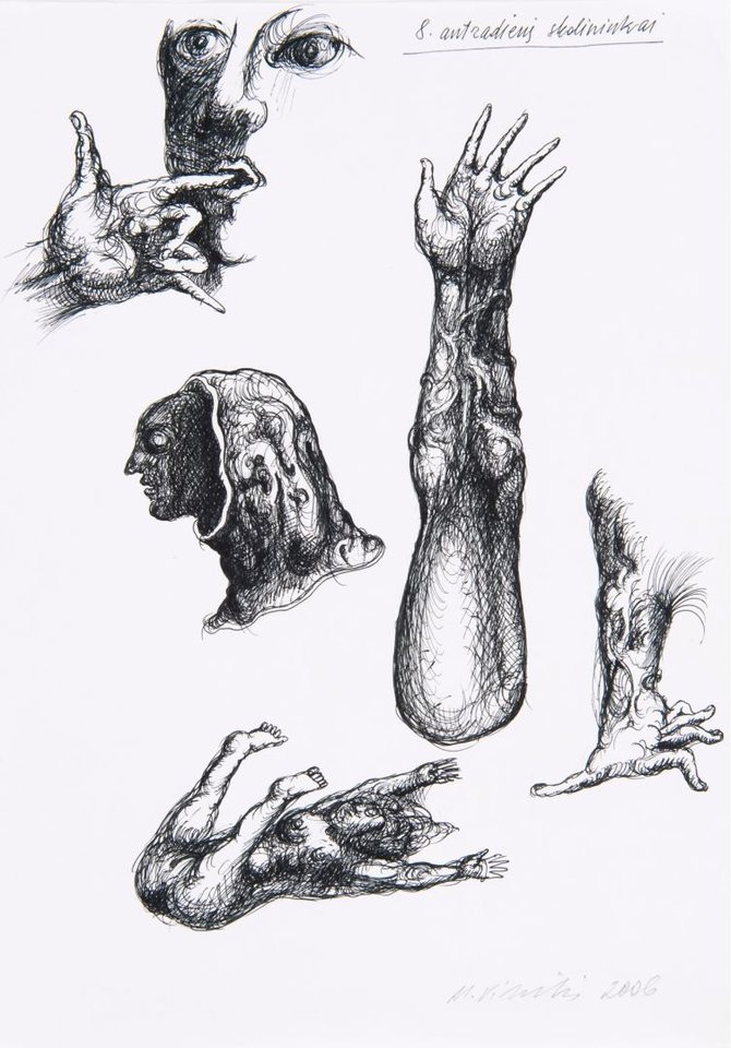 Mikalojus Povilas Vilutis / Iš ciklo „Posėdžių piešiniai, eskizai“, 2006, popierius, tušinukas, 29,7 x 21 cm / MMC kolekcija