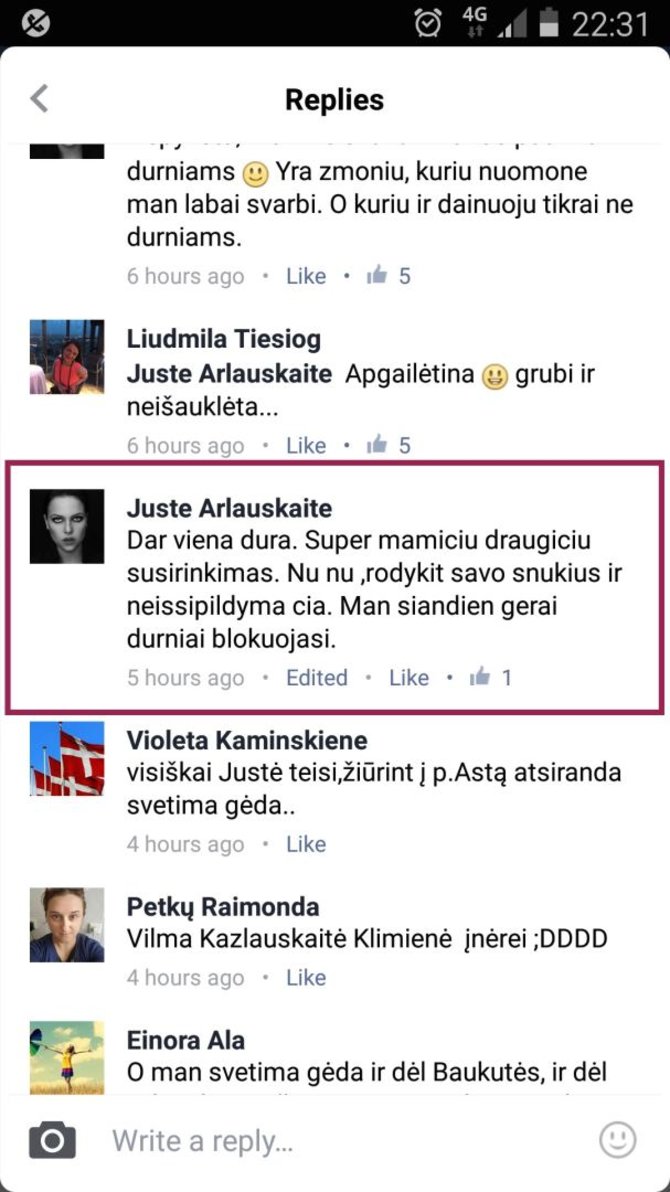 Diskusija Beatos Tiškėvič „Facebook“ paskyroje / 2016 sausio 7 d.
