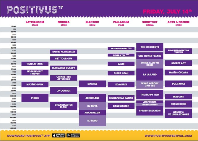 Festivalio „Positivus 2017“ penktadienio programa