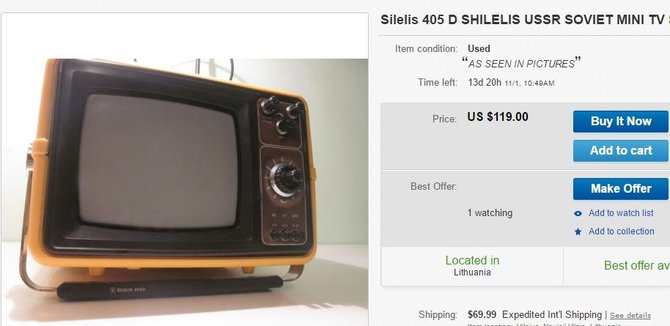 „eBay“ pardavinėjamas naudotas „Šilelio“ televizorius