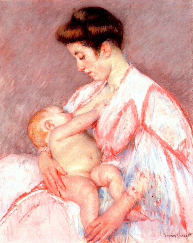 Mary Cassatt. kūdikio John žindymas