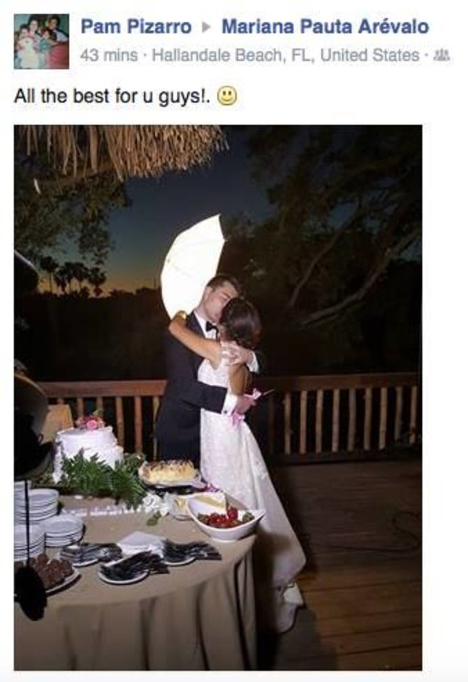 „Facebook“ nuotr./Radvilo Bubelio ir Marianos Pautos Arevalo vestuvės