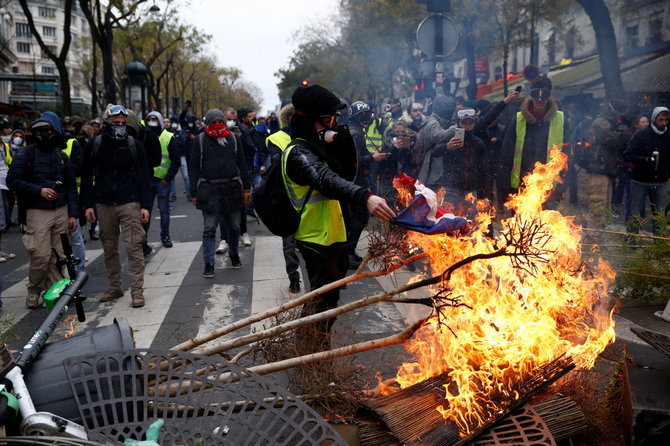 „Reuters“/„Scanpix“ nuotr./Šeštadienio protestai Prancūzijoje